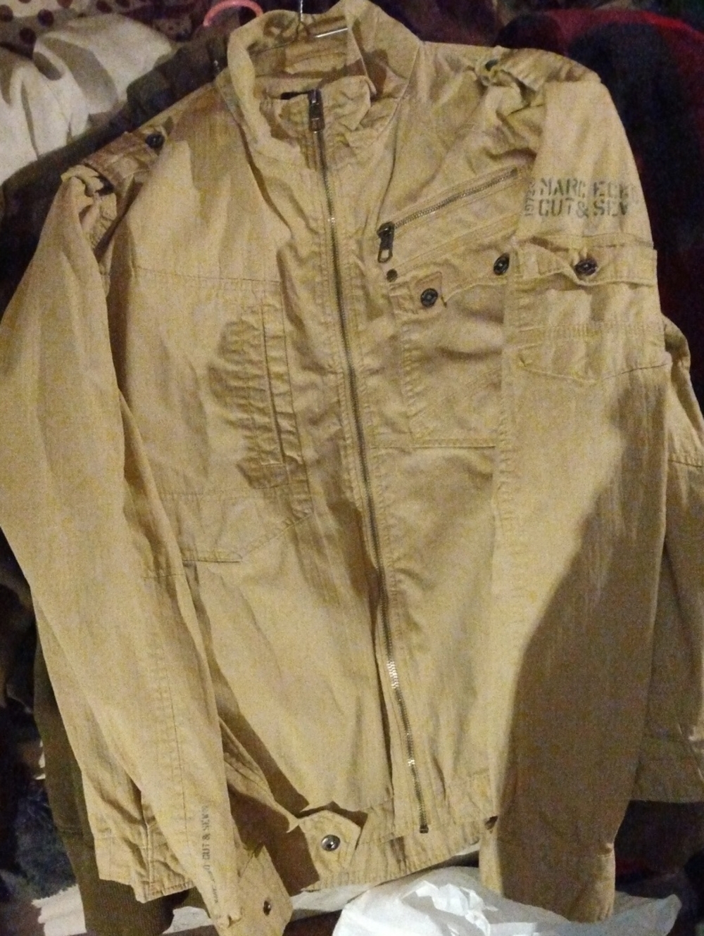 Marc Ecko Cut & Sew Military-Style Field Jacket in Tan